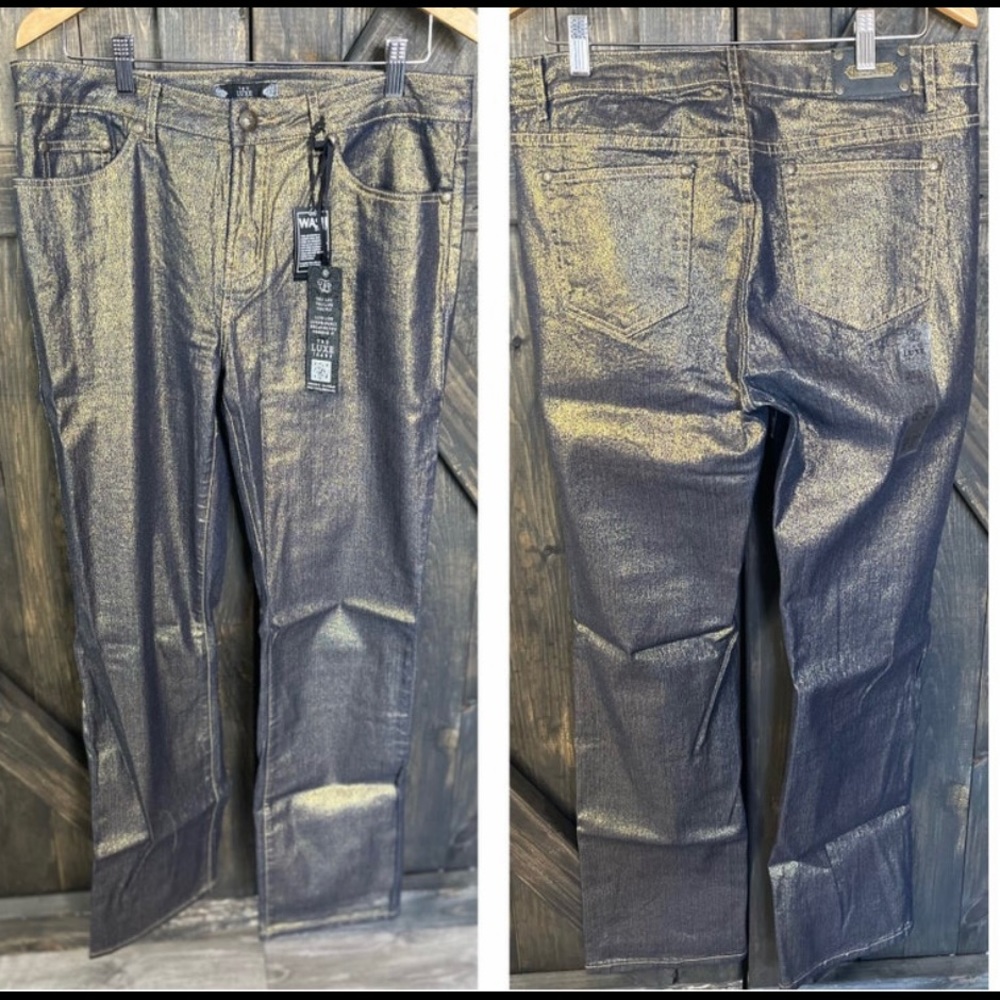 Tru Luxe Metallic Pebble Straight Leg Jeans - Size 14/32 - NWT